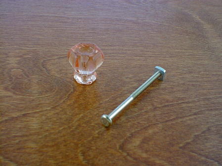 depression pink glass small knob w/nickel bolt ch5281
