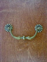 CH-12.102 antique brass pedal rosette drop bail pull Craftsmanhardware.com