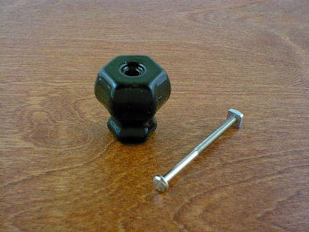 solid black glass large knob w/nickel bolt ch5243