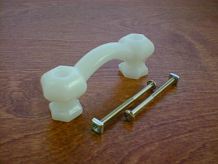 pearl white glass bridge handle w/nickel bolts ch5155