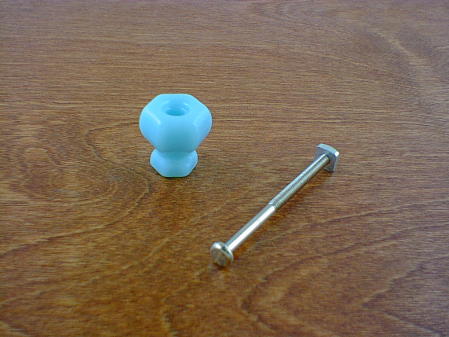 milky blue glass small knob w/nickel bolt ch5161
