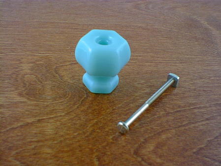 milky blue glass large knob w/nickel bolt ch6163