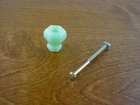 milky green glass small knob w/nickel bolt ch5171