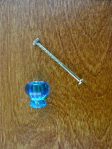ch5181 brilliant blue glass small knob w/nickel bolt