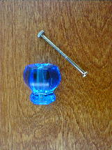 ch5183 brilliant blue glass large knob w/nickel bolt