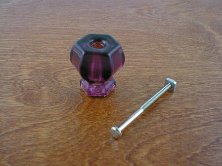 amethyst glass large knob w/nickel bolt ch5193