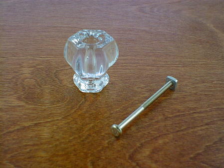 clear glass large knob w/nickel bolt ch5203