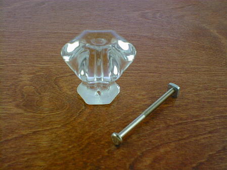 clear glass oversize knob w/nickel bolt ch5204