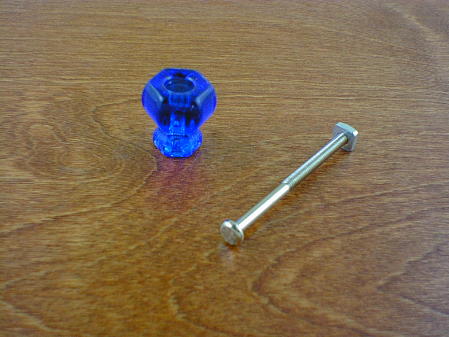 cobalt blue glass small knob w/nickel bolt ch5211