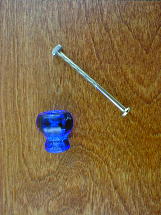 ch5211 cobalt blue glass small knob w/nickel bolt