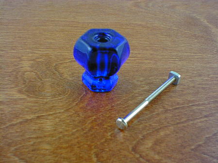 cobalt blue glass large knob w/nickel bolt ch5213