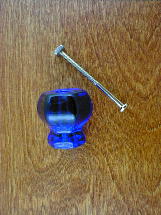 ch5213 cobalt blue glass large knob w/nickel bolt