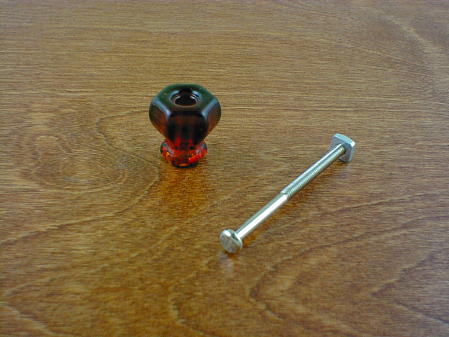 ruby red glass small knob w/nickel bolt ch5221