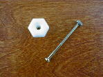 solid white glass small knob w/nickel bolt
