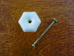 solid white glass large knob w/nickel bolt