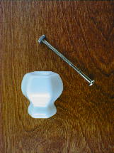 ch5233 solid white glass large knob w/nickel bolt