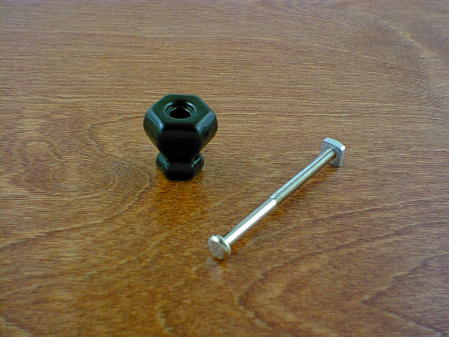 solid black glass small knob w/nickel bolt ch5241
