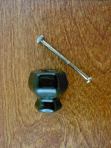 ch5243 solid black glass large knob w/nickel bolt