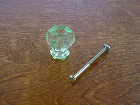 mint green glass medium knob w/nickel bolt ch5252