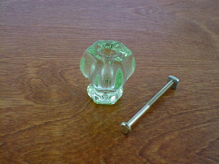 mint green glass large knob w/nickel bolt ch5253