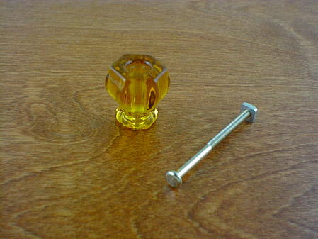 amber glass medium knob w/nickel bolt ch5272