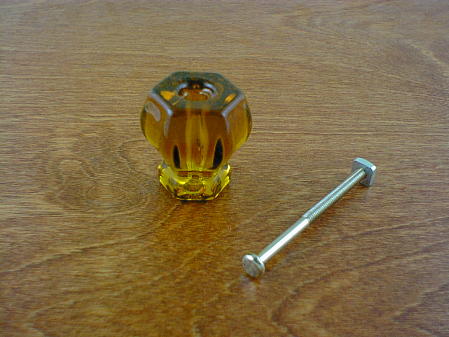 amber glass large knob w/nickel bolt ch5273