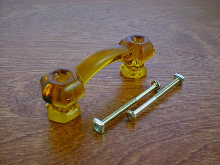 amber glass bridge handle w/nickel bolts ch5275