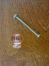 ch5281 depression pink glass small knob w/nickel bolt