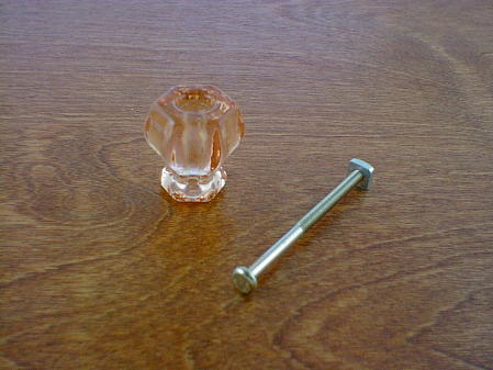 depression pink glass medium knob w/nickel bolt ch5282