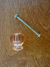 ch5282 depression pink glass medium knob w/nickel bolt